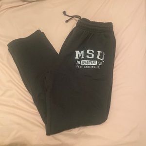 straight leg michigan state sweatpants in the size large.